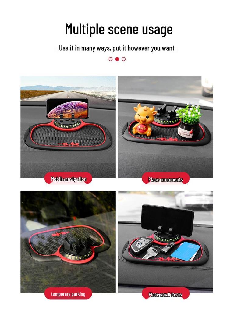 Multifunctional Car Anti-Slip Phone Holder & High-Temperature Resistant Dashboard Pad