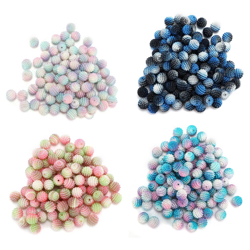 200pcs Pearl Beads Color Pearlized Gradient Bayberry Shaped Bubble Beads with Hole for DIY Jewelry M