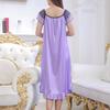 Satin Pajama Dress Women Lounge O-Neck Lace-up Short Sleeve Thin Sleeping Dress Ruffle Hem Summer Nightdress