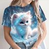 Fashion 3D Cat Printed T Shirt For Women Summer Casual O-neck Short Sleeve Tops Oversized V-neck Ladies T-Shirts Female Clothing