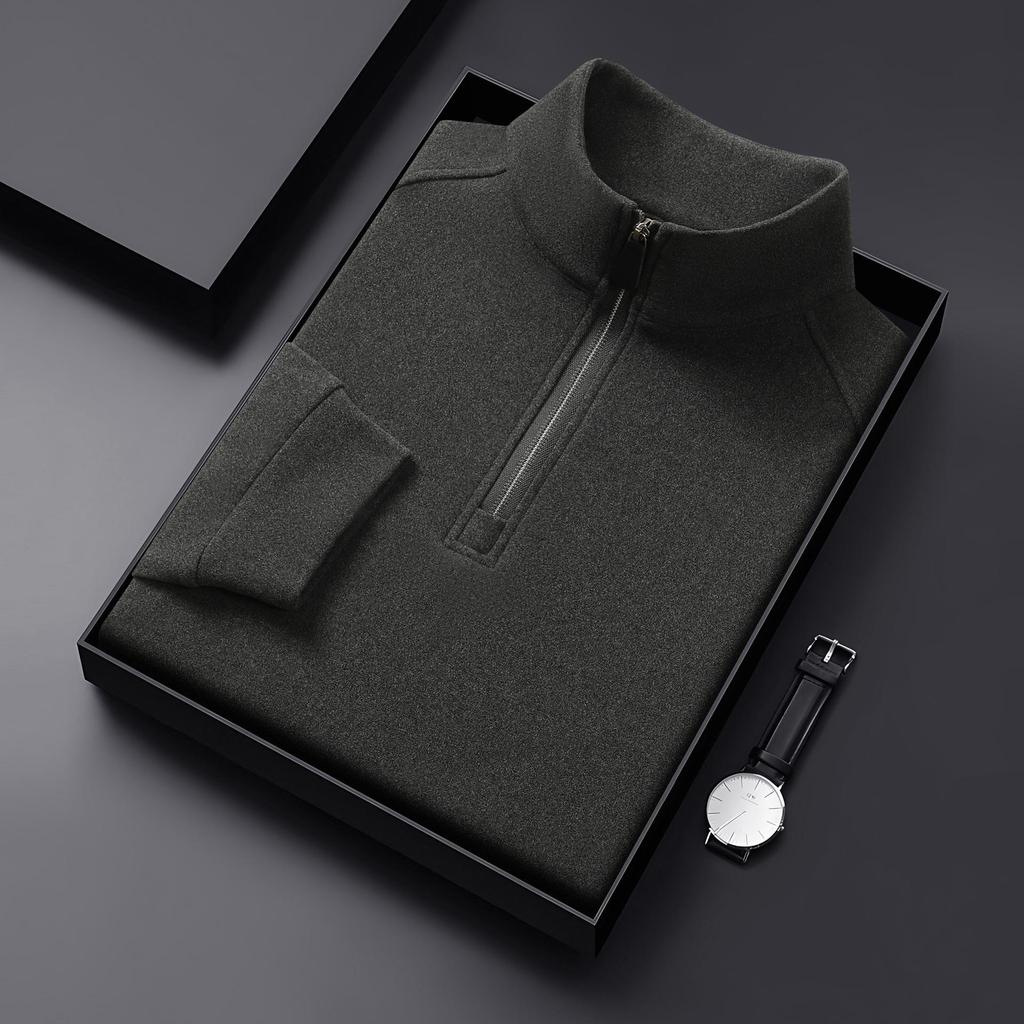 Men’s Thickened Half-Zip Stand-Up Collar Hoodie - Autumn/Winter Sport Casual Top