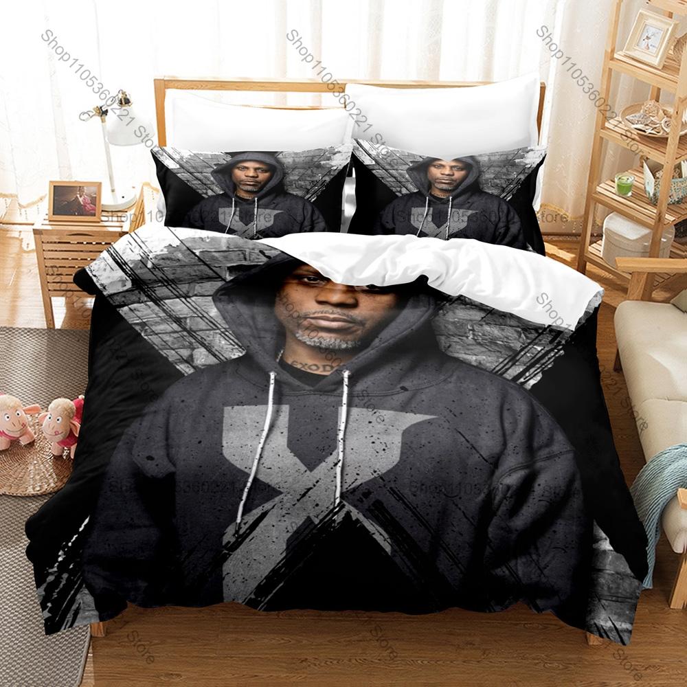 RIP DMX Duvet Cover + 2 Pillowcases, Hip Hop Legend Memorial Print Bedding Set Fans Unique Memorial Design Bedroom Bedding Set