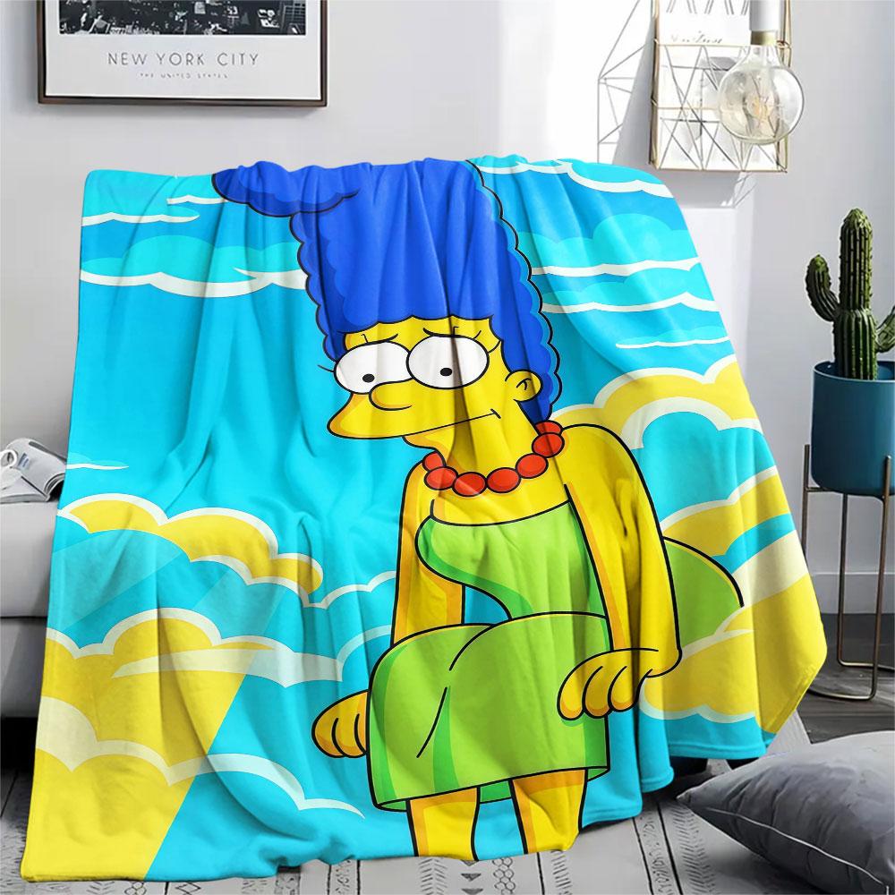 Marge Simpson Printed Flannel Blanket, soft throw for bedroom sofa, washable, fan merchandise, great gift.