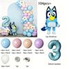 Bluey Pastel 2nd Birthday Balloon Arch Set Number 2 Foil Balloon Blue Dog Flower Garland Kids Party Decor Photo Backdrop Kit Set
