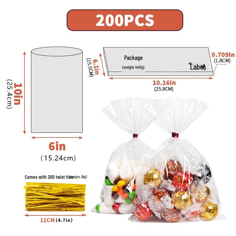 Clear Drawstring Packaging Bag for Cookies, Bread, Candy, and Baked Goods
