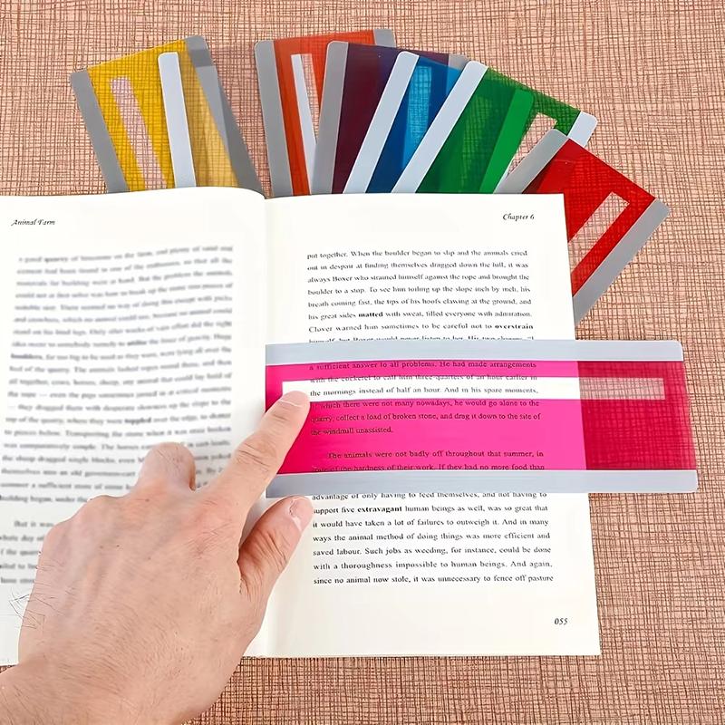 8Pcs Large Size Guided Reading Strips Highlight Overlays Multicolor Reading Tracking Rulers For Dyslexics Bookmarks