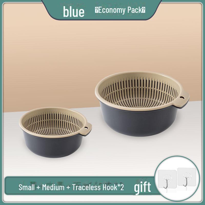 Double-Layer Plastic Drain Basket: Enlarged Kitchen Basin & Fruit Plate