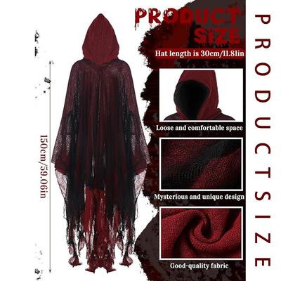 Halloween Adult Cape Witch Cape Grim Reaper Costume Haunted House Costume Dress Up Horror Tricky Costume Props