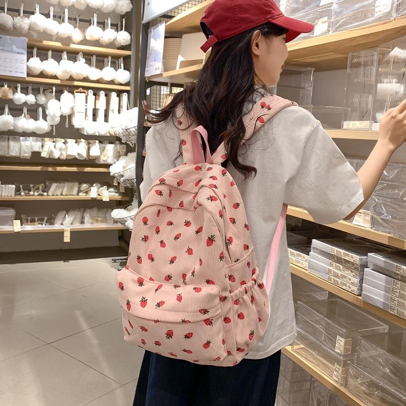Schoolbag: Fresh Strawberry Backpack for Girls, Korean Style Backpack for Middle and High School, Niche Design, Cute Harajuku INS Style Backpack