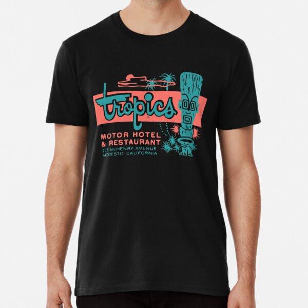 

Tropics Motor Hotel Tiki 1950s Polynesian Re S to 5XL Made in the AU/USA T-Shirt XL