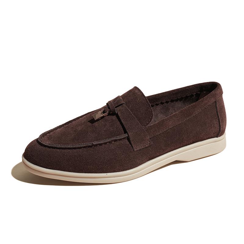 Women's British Style Retro Leather Loafers - Slip-on Moccasins, Plus Size, Flat, Casual.