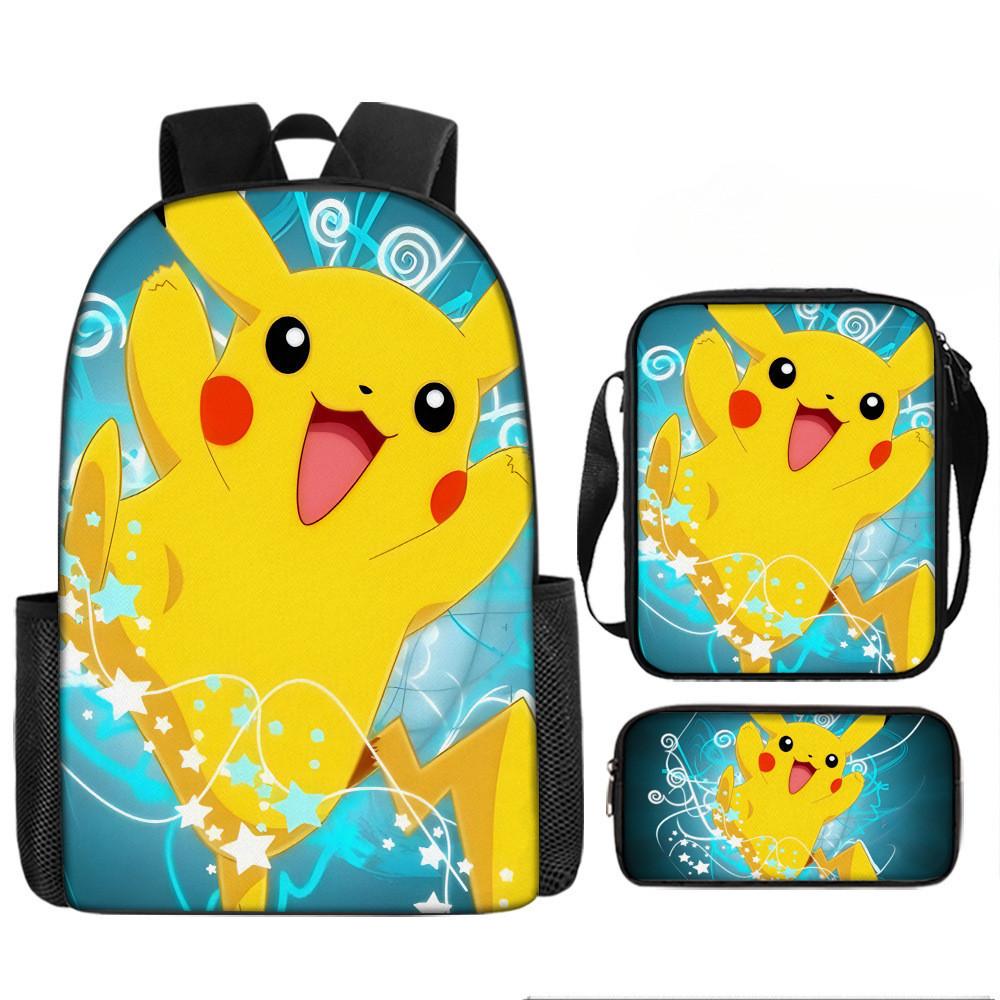 Pokémon Printed Cartoon Backpack Children Schoolbag Shoulder Bag Pencil Bag