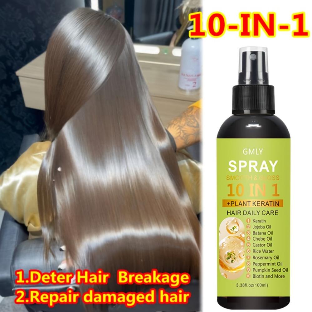 10-In-1 Leave-In Hair Care Spray, Salon-Grade Heat Protection Formula with Argan Oil, Keratin, And Coconut Oil, Delivers Tenfold Hair Care Benefits,