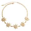 Ethnic Style Threaded Sunflower Necklace Women'S Retro Simple Metal Totem Necklace Jewelry