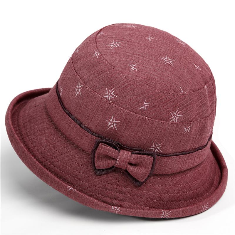 Spring Autumn Casual Bucket Hat, Thin Comfortable Versatile Fisher Hat with Lace Pattern and Bow, Sun Protection Cap