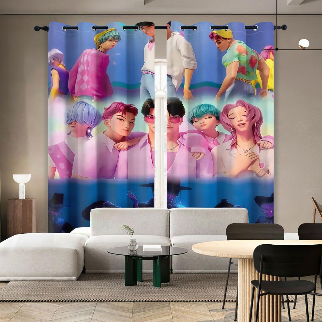 Pop Saja Boys Printed Curtains Insulation Multiple Sizes Living Room Decoration Darkening Set Of 2 Made Polyester Machine Washable Sitting Decor