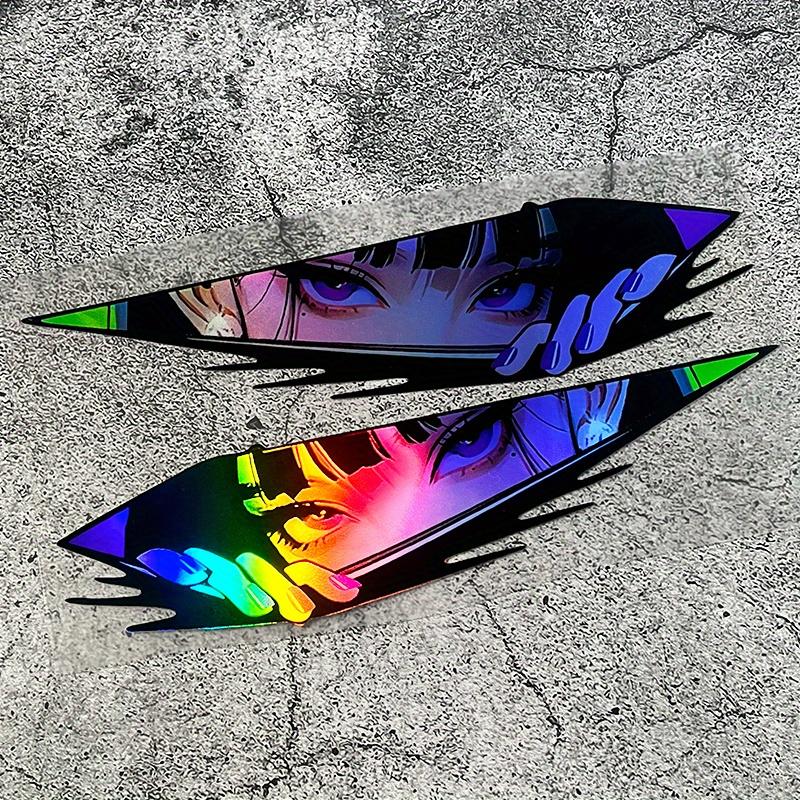 1pair Anime Eyes JDM Car Stickers Waterproof Moto Front Fairing Side Panels Fuel Tank Electric Scooter Auto Window Vinyl Decals
