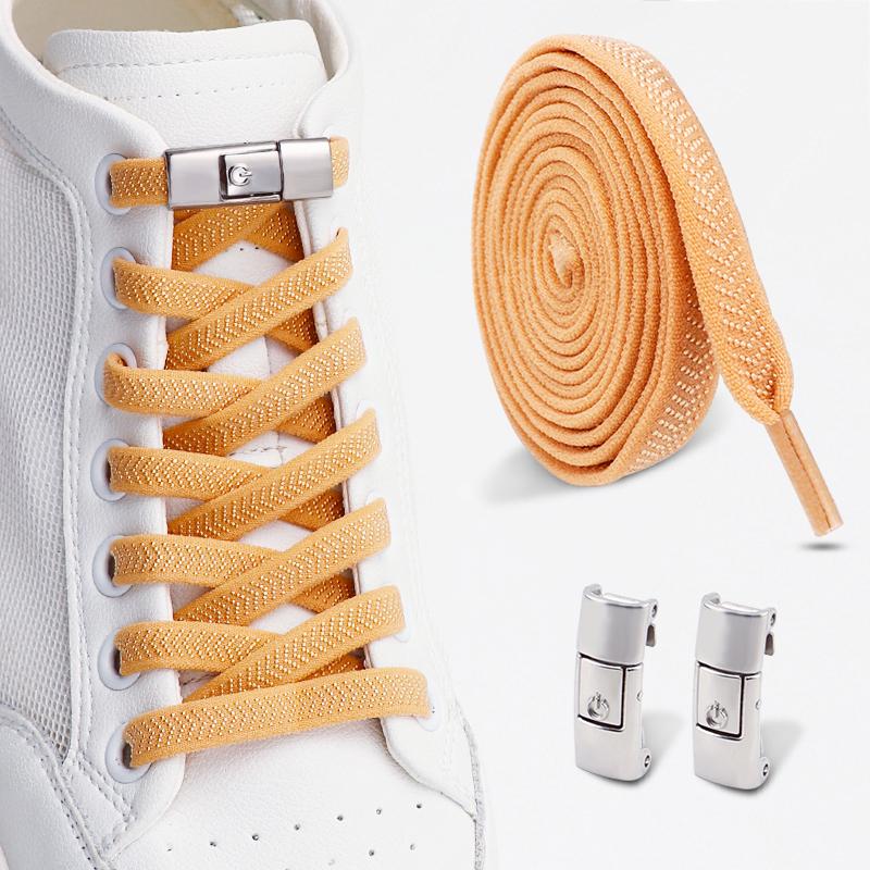 Ein-Knopf-Schnürsenkel ohne Binden, Schnellverschluss Faulenzer-Schnürsenkel, Strapazierfähige elastische Ersatzschnüre für Sneaker & Freizeitschuhe 1 Paar/2 Paare