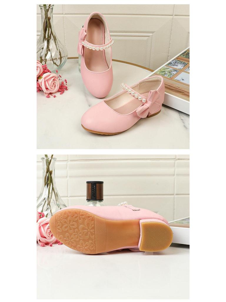 Elegant Girls' White Leather Princess Dance Shoes