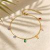Colorful Cubic Zirconia Anklet Bracelet for Women,Waterproof Stainless Steel Chain Crystal Pendant Trendy Foot Anklet Jewelry