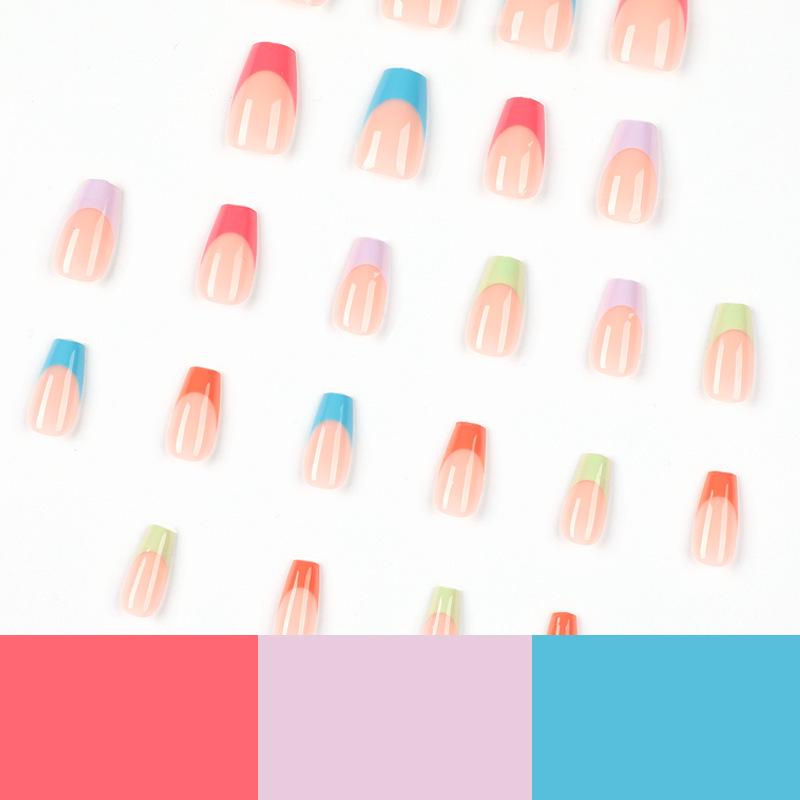 Wearable French Nail Tips: Five Color Finished Manicure Stickers Set