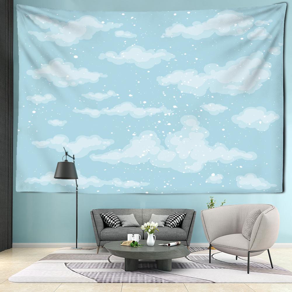 

Гобелен с рисунком голубого неба, белого облака, настенный в богемном стиле, хиппи, тапиз, каваи, декор для комнаты для девочек 95x70CM