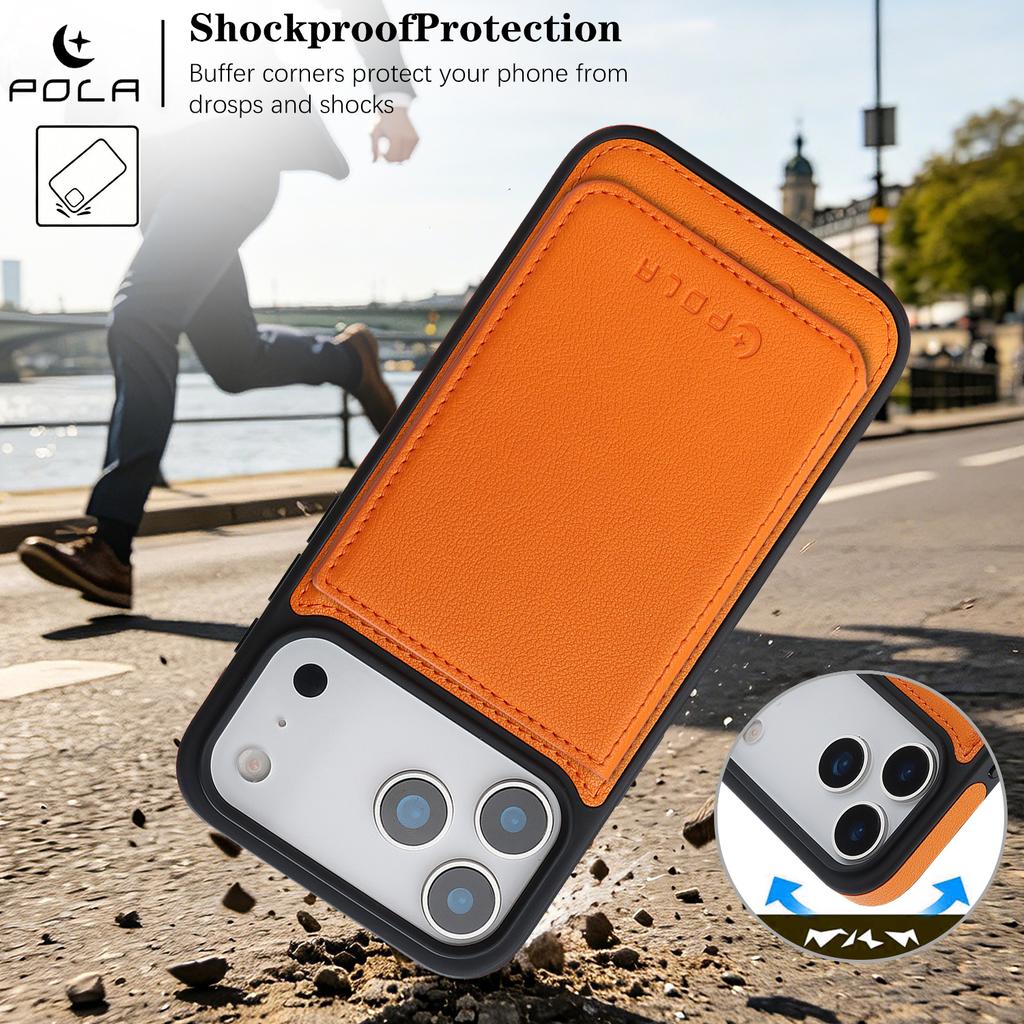 2 In 1 Detachable Magnetic Card Holder Leather Phone Case for IPhone 17 Pro Max 16 15 14 13 Shockproof for Magsafe Stand Cover