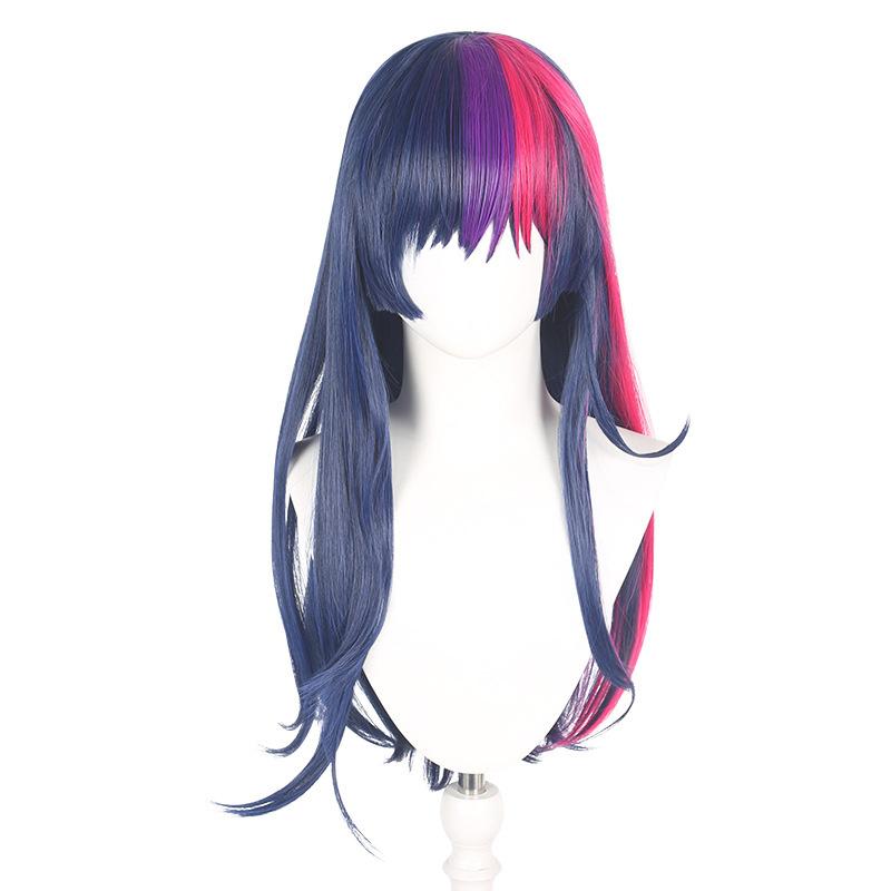Syntetiske Twilight Sparkle-parykker for kvinner Mørkeblå Lilla Lang Rett Hårparykk med Pannelugg Hestehale Cosplay-kostyme Liten Hest