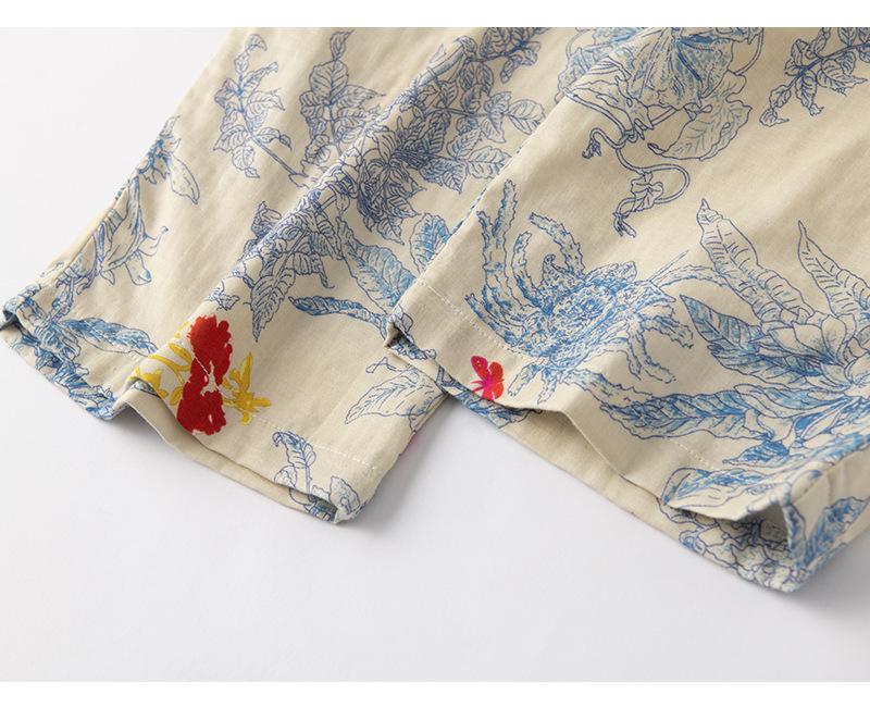 Monet Floral Double-Layer Gauze Pajamas for Women - Light Luxury All-Cotton Set for Spring and Autumn