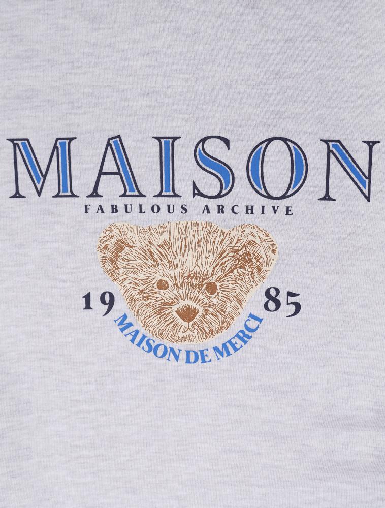 LA MAISON STUDIO Women'S Crop Classic Logo Bearfriends Heavy Terry Sweatshirt Ash Grey (Fcd3Ts706W)