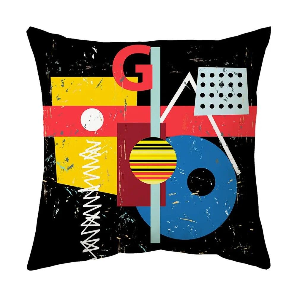 Colorful Geometric Abstract Pattern Printed Pillowcase, Sofa Cushion Cover, Office Car Decoration, Personalized Home Decoration