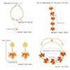Irregular Rhinestone Necklace Alloy Pendant Necklace Fashion Maple Leaf Necklace  For Women