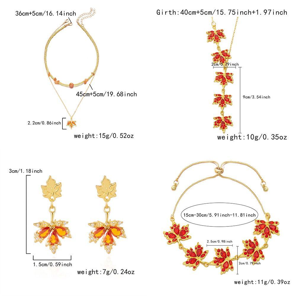 Irregular Rhinestone Necklace Alloy Pendant Necklace Fashion Maple Leaf Necklace  For Women