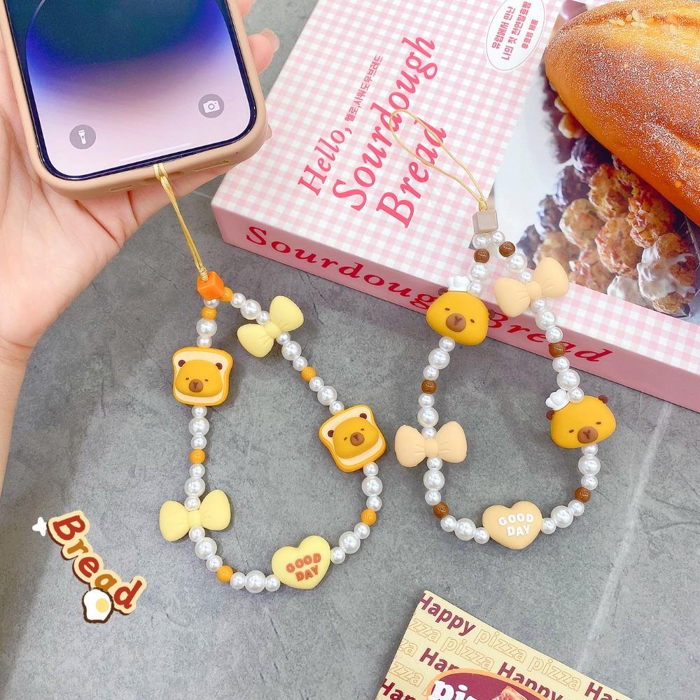 Anti-loss Mobile Phone Lanyard Biscuit Bear Cell Phone Strap Bead Phone Chain  Phone Charm