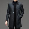 Autumn and Winter Men's Cashmere Windbreaker Mid-length Loose Lapel Wool Coat Middle-aged Business Casual Dad Coat