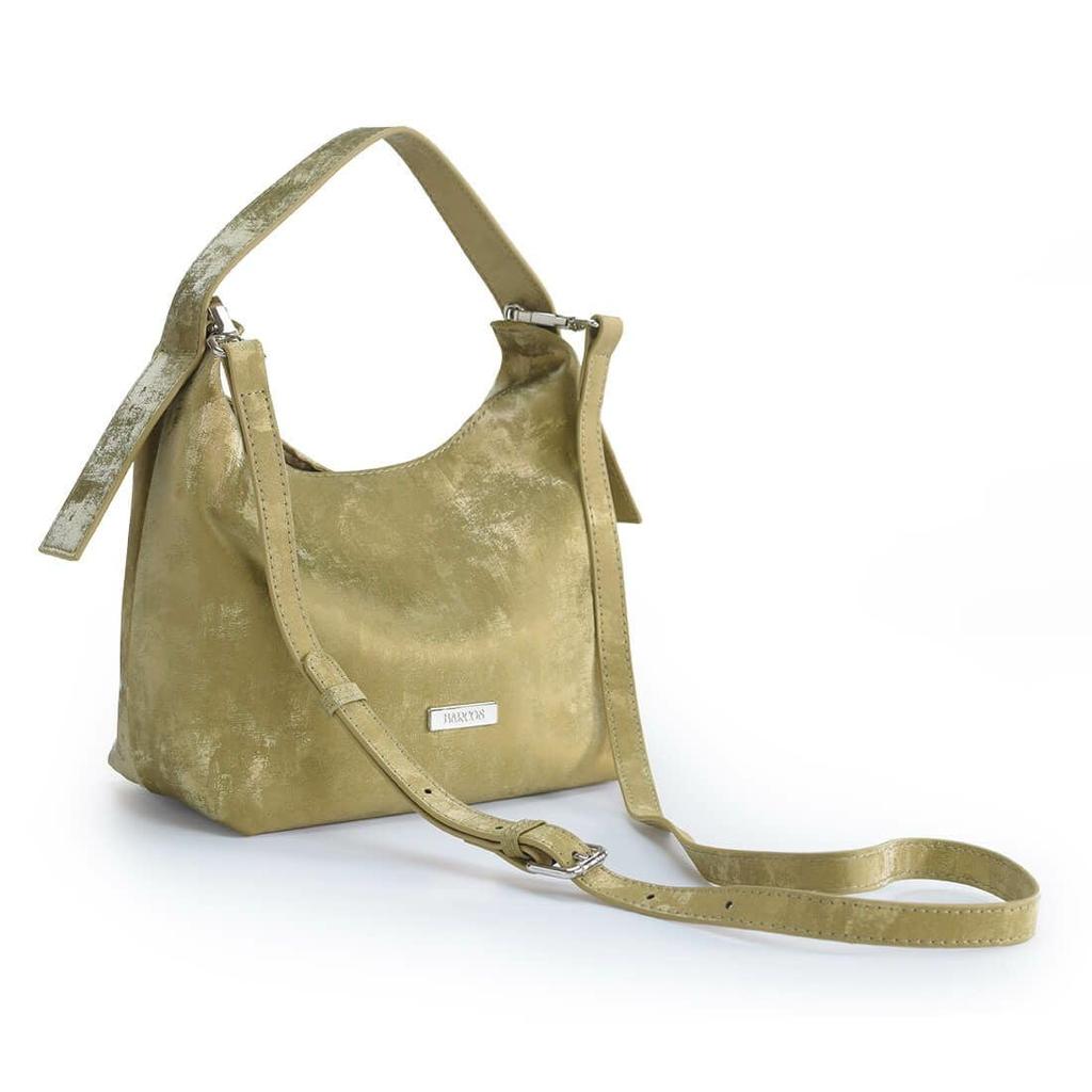 [Barcos] Silky Cowhide Leather 2-Way HandbagShoulder Bag, Small, Silver, Genuine Leather Bag with an Elegant Shine and Silky Feel