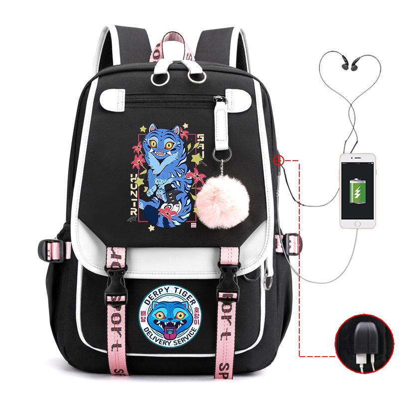 Demon Hunters Cartoon Printing Fashion Children's Backpack Lightweight Primary and Secondary School Student Campus School Bag Neutral