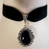 Gothic Black Agate Necklace With Cross Chain For Women And Men