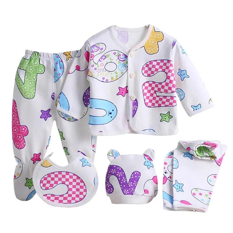 5Pcs/set Infant Baby Boy Girl Spring Cartoon Pattern Pajamas Sleepwear Underwear Clothes Sets