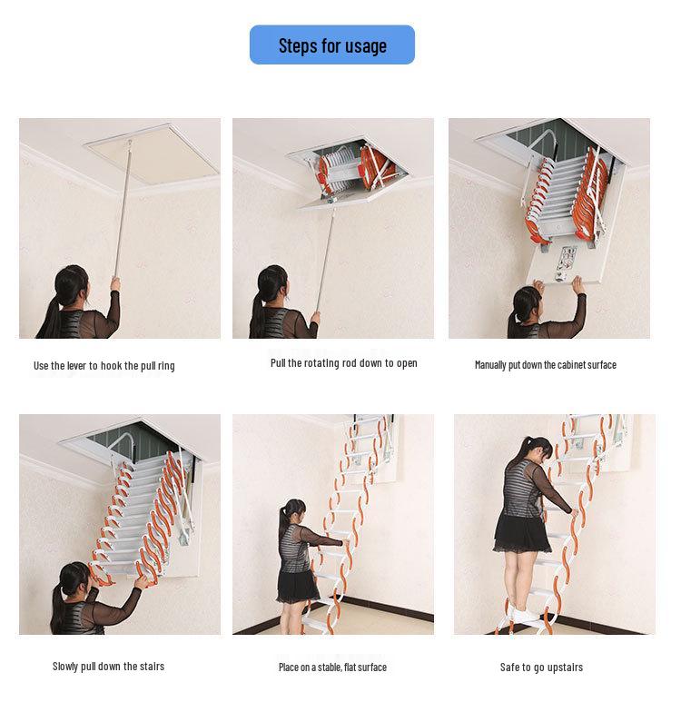 Guan Gu Retractable Anti-Slip Attic Stairs for Indoor Use