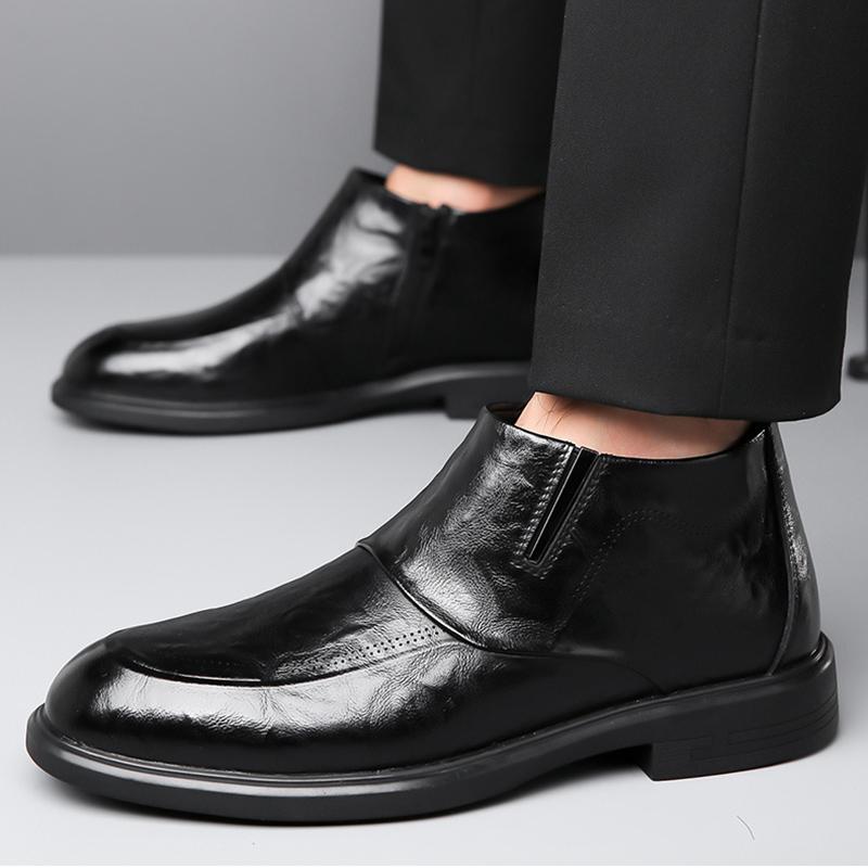 Fashion Men's Shoes 2024 Autumn and Winter Business Formal Cotton Leather Shoes Men's British Velvet Thickened Warm Cotton Shoes 38-44