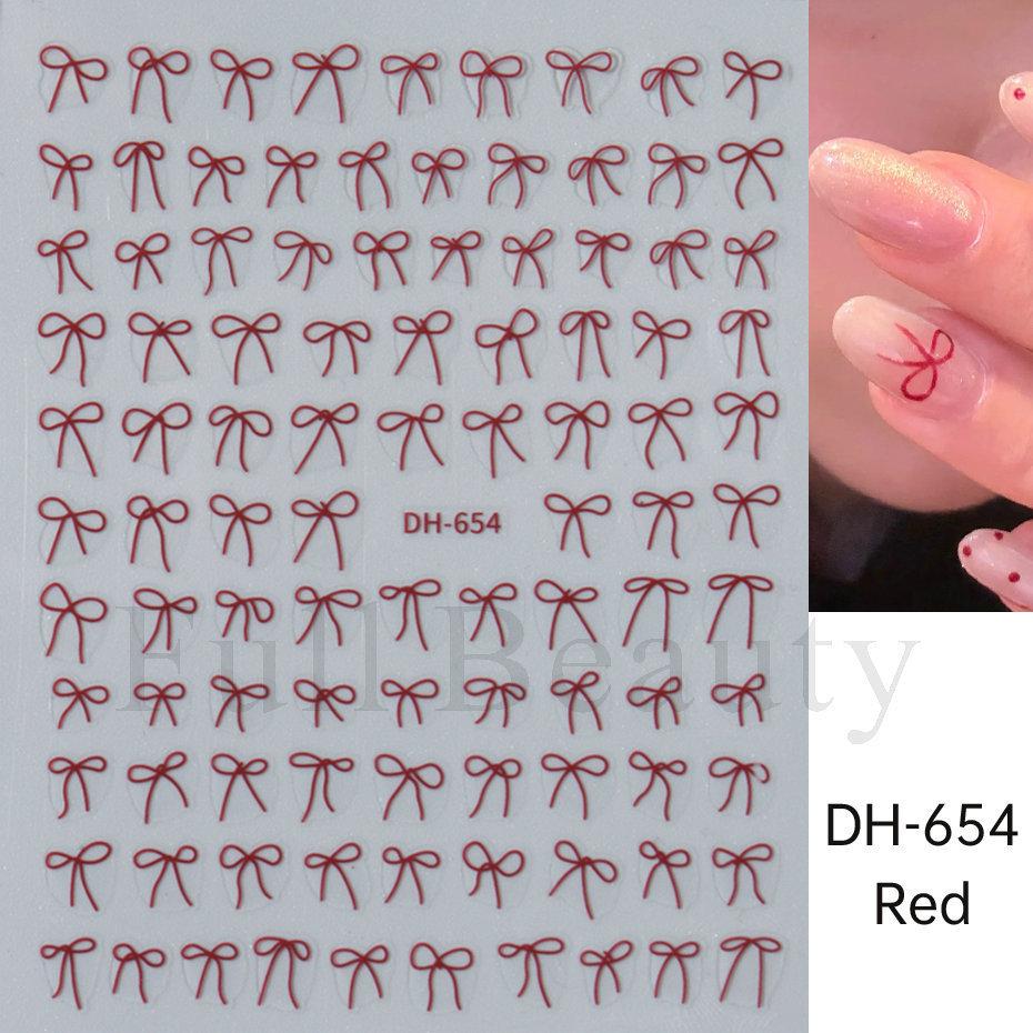 Nail Art Sticker, New Year'S Red Laser Red French Bow Atmosphere Adhesive 3D Nail Sticker