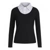 Shop   Women S Collar ShirT Layered Slim Long Sleeve T ShirT Black mSe wSh260037