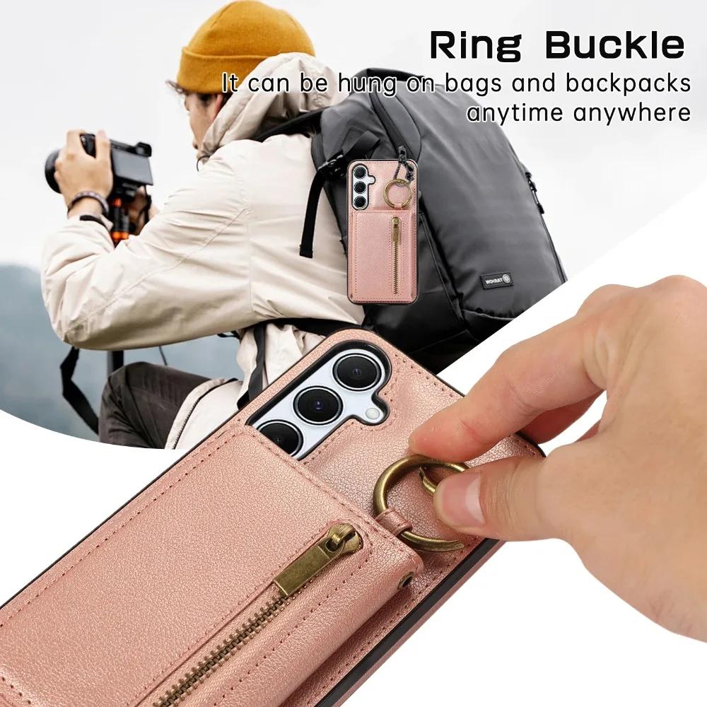 Leather Crossbody Phone Case for Samsung S24 S25 S26 Ultra S23 FE S22 S21 Plus A57 A37 A56 A36 A16 Wallet Cover with Card Holder