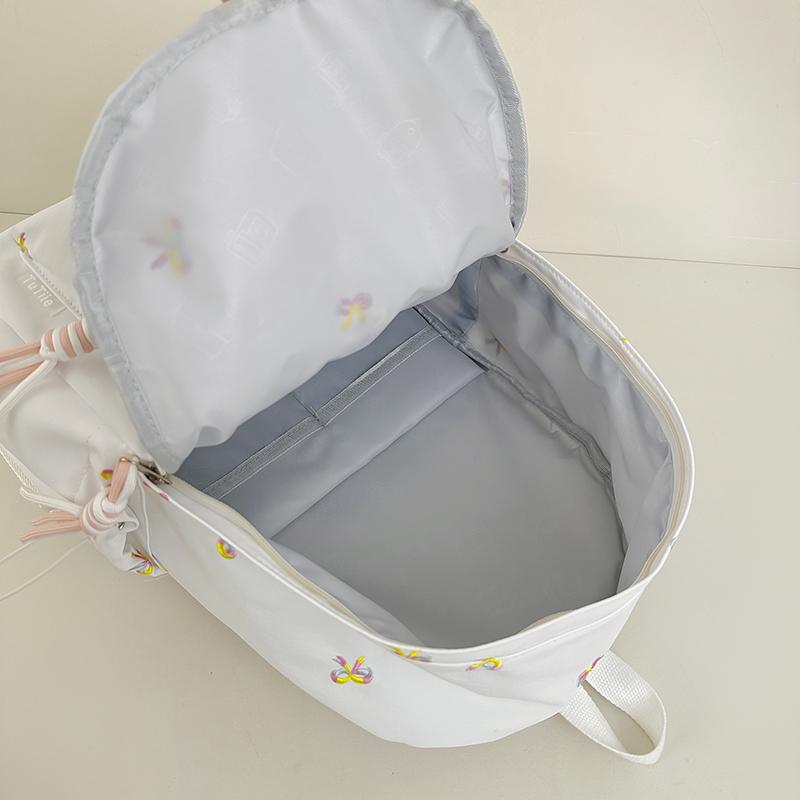 Backpack with Embroidered Bow Pattern for Teenage Girls Daily Use Cute Kawaii Style