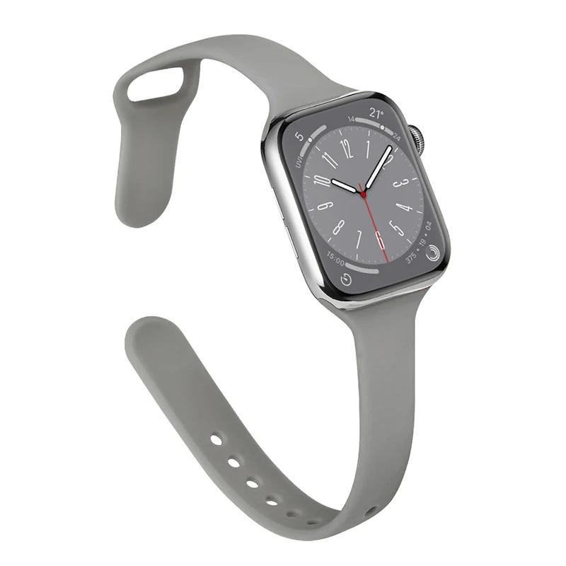 Slim Strap for Apple Watch Band 44mm 40mm 38mm 42mm Ultra 49mm Silicone Bracelet Correa iWatch Series 6 Se 5 4 3 7 8 45mm 41mm