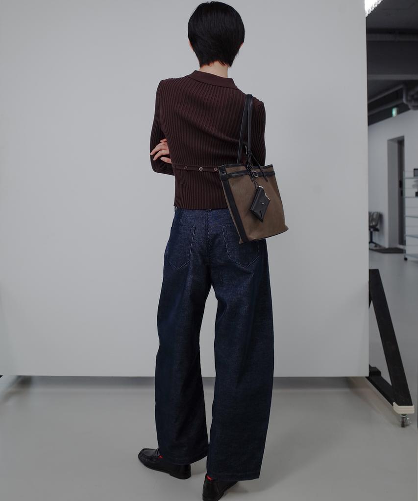 Gilyeong Denim Corduroy Barrel Pants_Navy