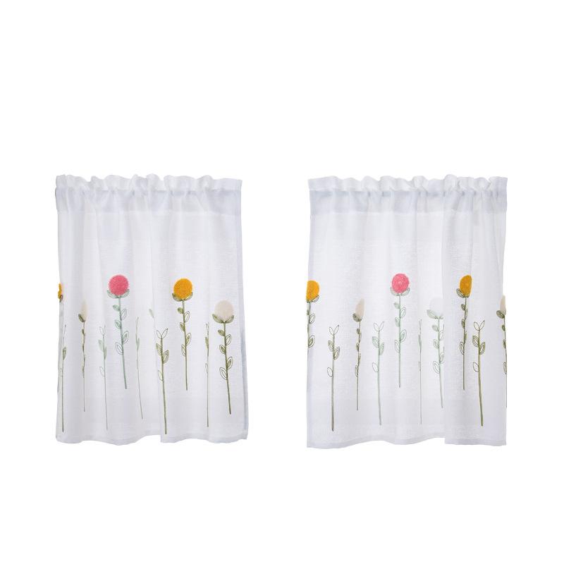 Leinengarn Stickerei Kurzer Vorhang Klein Frisch Kurzer Vorhang mit Stangendurchzug Kurzer Vorhang Küche Kaffeevorhang