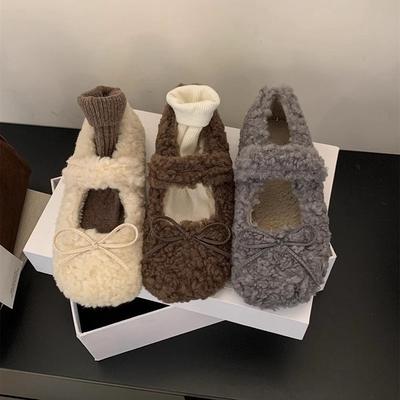 Wool Shoes Female Winter Wear Gentle Fairy Wind Warm Cotton Shoes Ballet Casual Flat Mary Jane Shoes