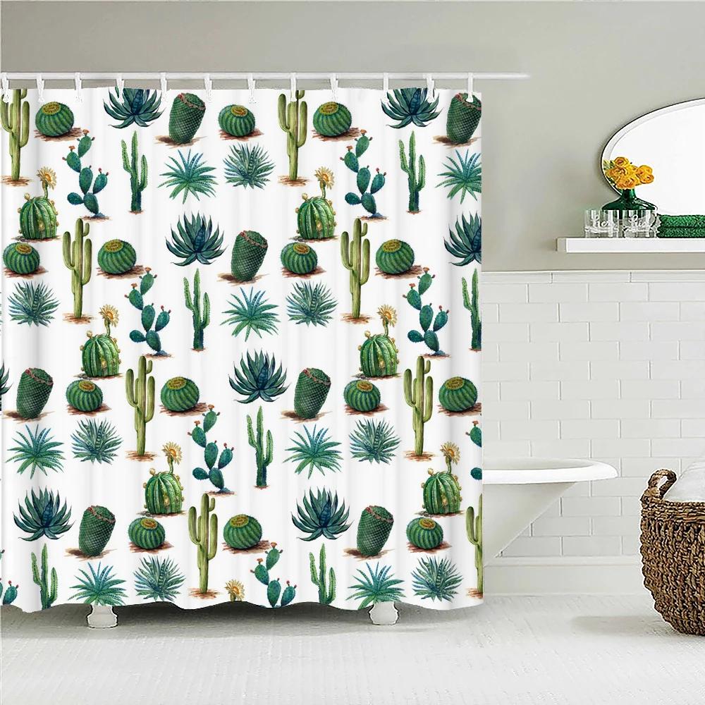 

Cactus Pattern Bath Curtain Waterproof Fabric Shower Curtains Fresh Flower Plant Bathtub Screen For Bathroom Home Decoration W60H190(CM)-1 Pcs